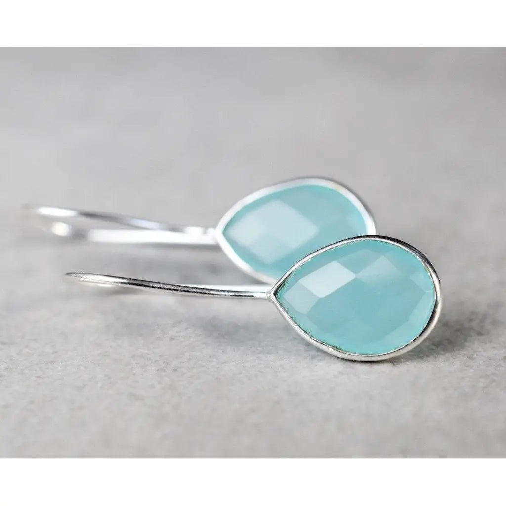Madamlili aquamarijn oorbellen - 925 sterling zilver.