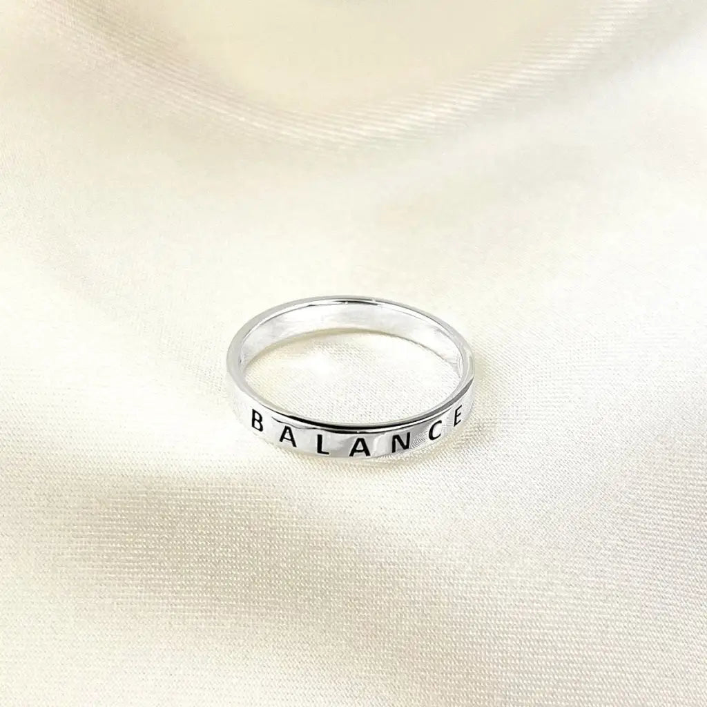 Madamlili balans ring - 925 sterling zilver gravure stempel