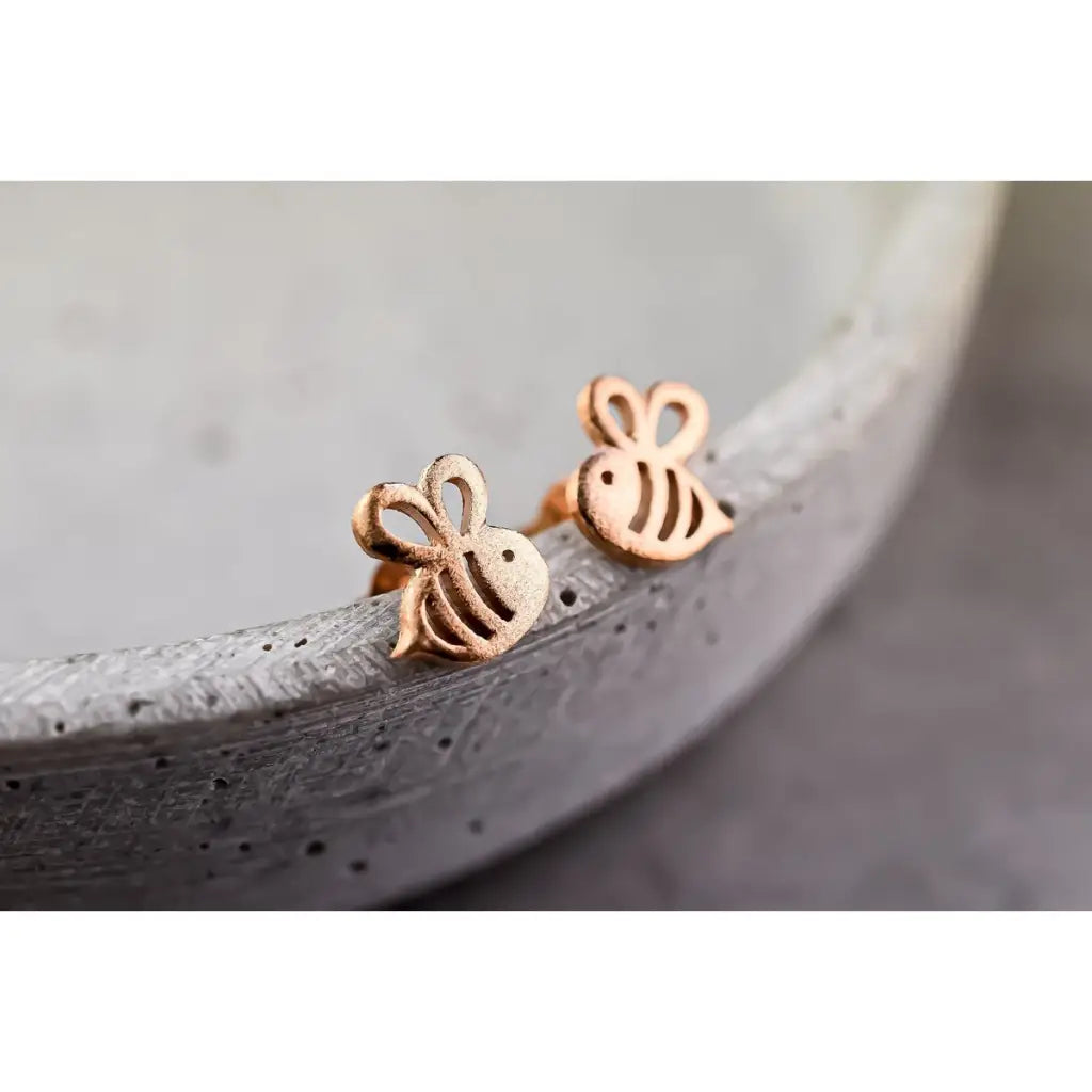 Madamlili bijen mini-oorknopjes - 925 sterling rosé