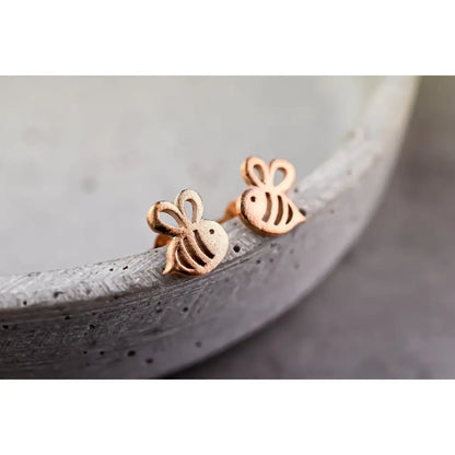 Madamlili bijen mini-oorknopjes - 925 sterling rosé