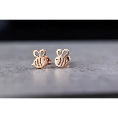 Madamlili bijen mini-oorknopjes - 925 sterling rosé