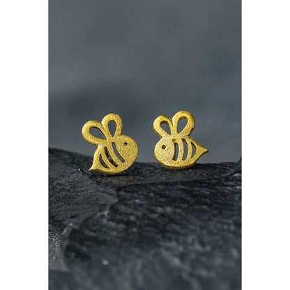 Madamlili bijen mini-oorknopjes - 925 sterling verguld.