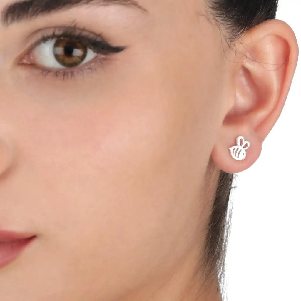 Madamlili bijen mini-oorknopjes - 925 sterling zilver.
