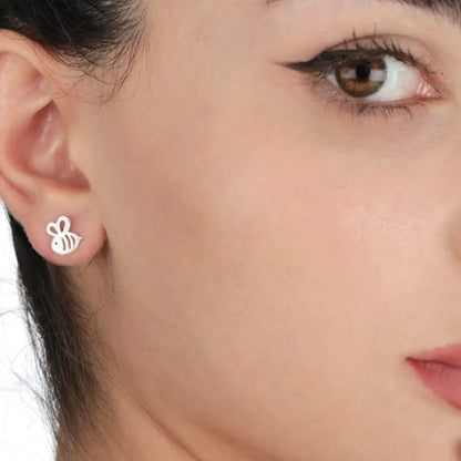 Madamlili bijen mini-oorknopjes - 925 sterling zilver.