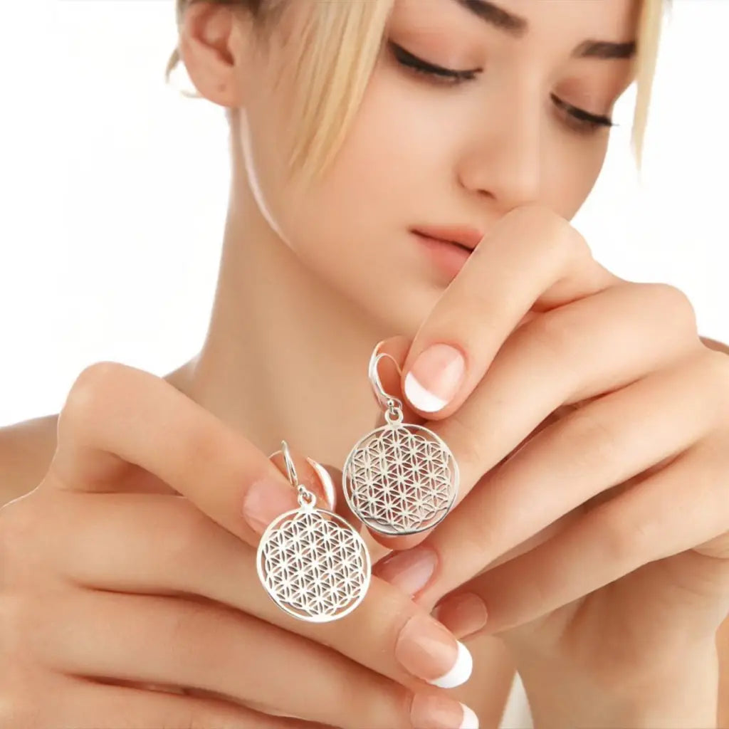 Madamlili bloem des levens oorbellen - 925 sterling zilver.