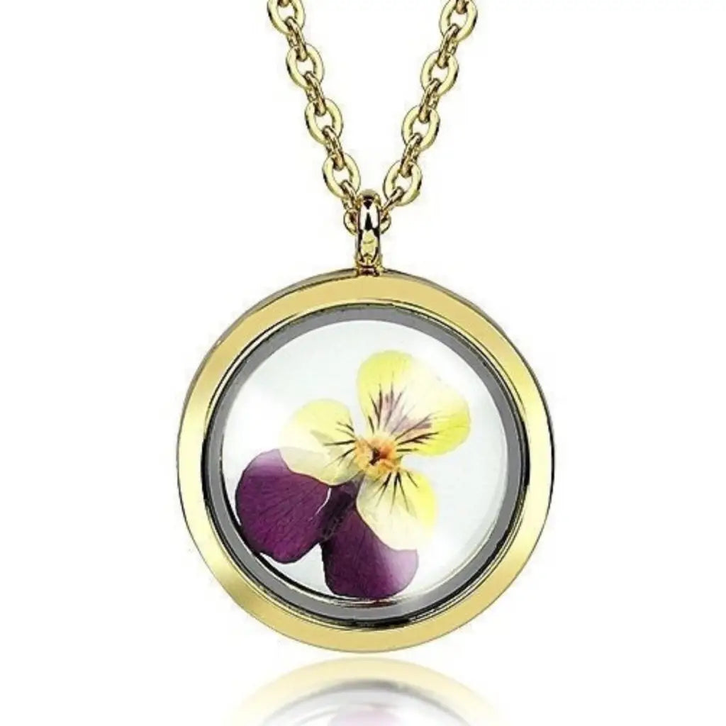 Madamlili bloemenketting met geperste viooltjes. - sieraden