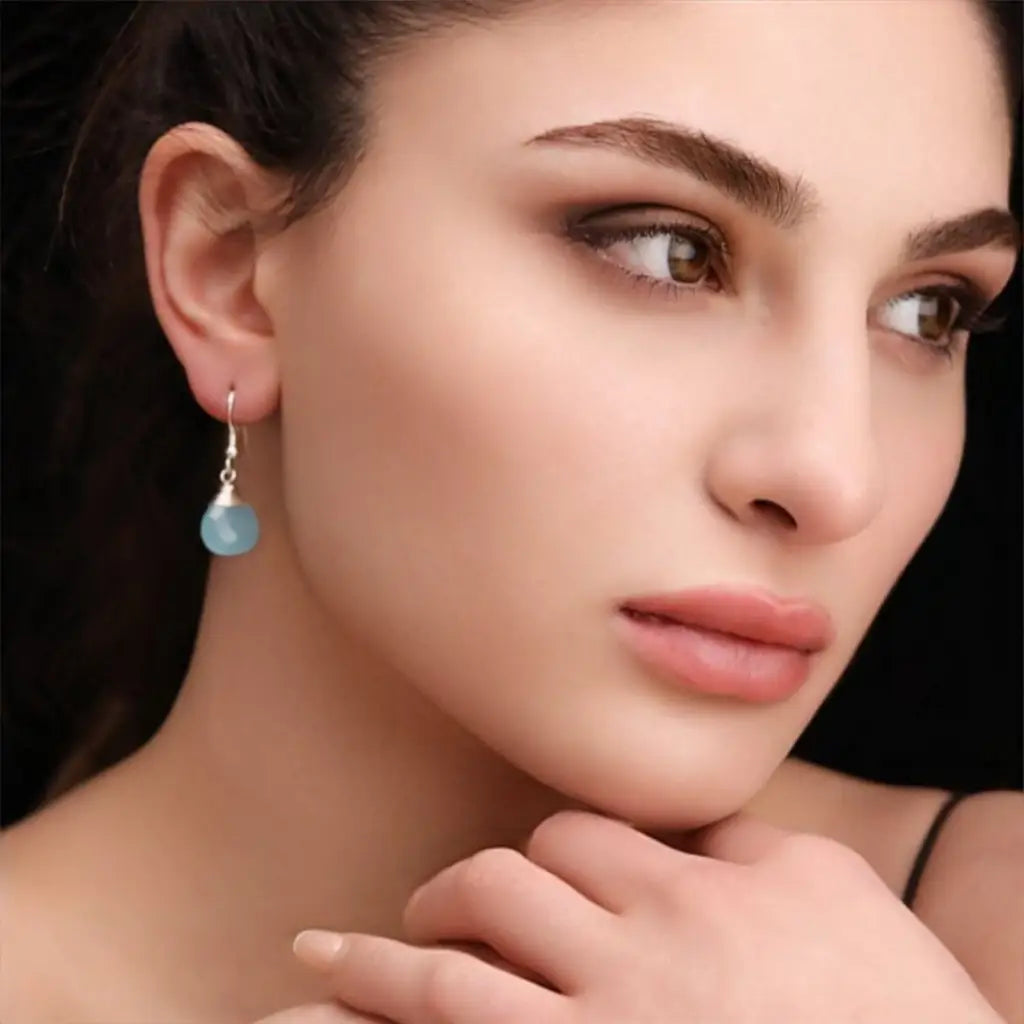 Madamlili chalcedoon druppel zilveren oorbellen 925