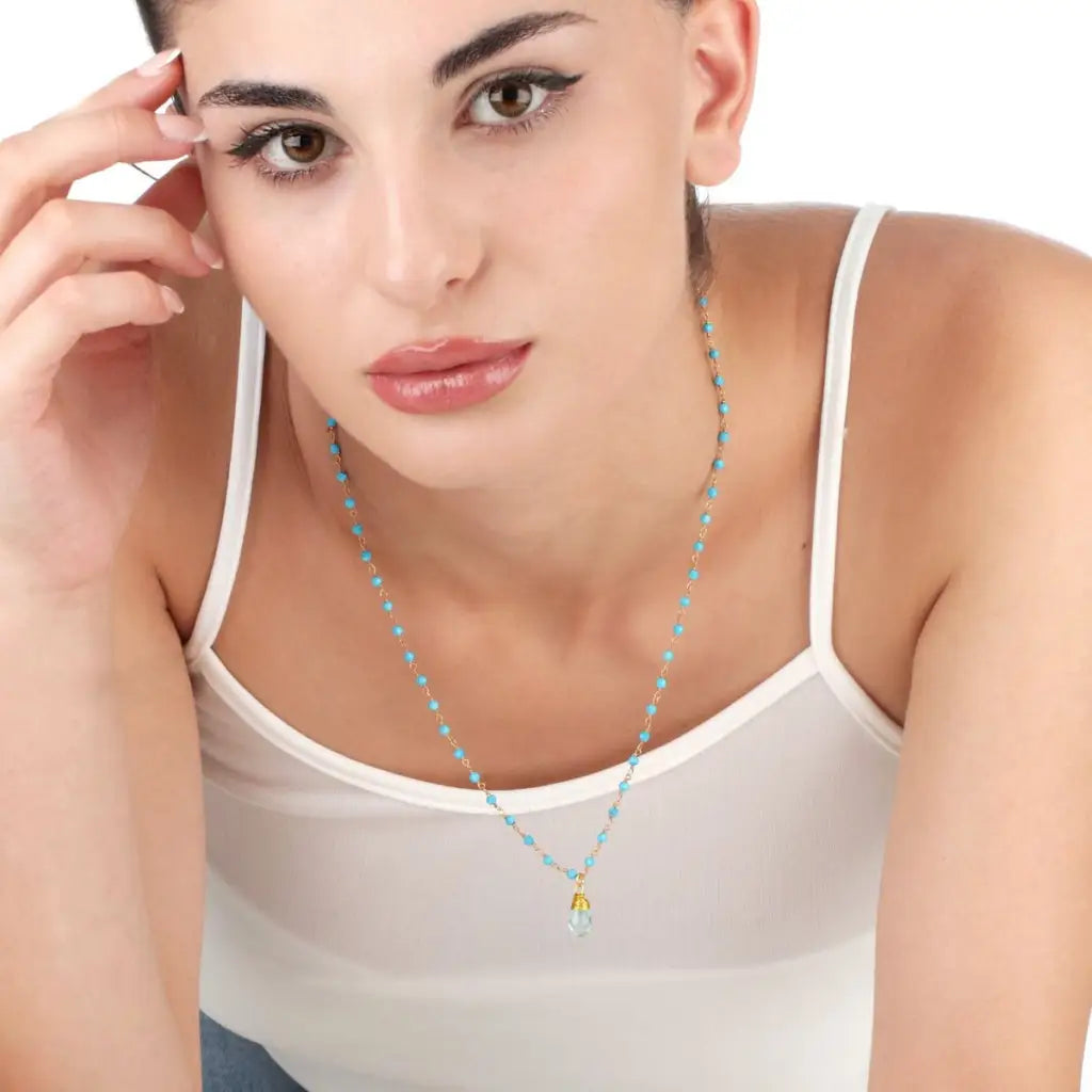 Madamlili chalcedoon edelsteen druppel hanger - turquoise