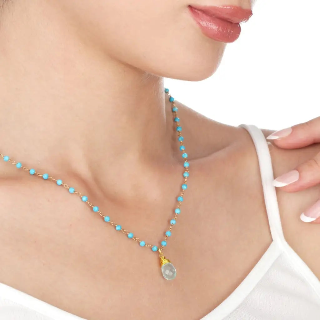 Madamlili chalcedoon edelsteen druppel hanger - turquoise