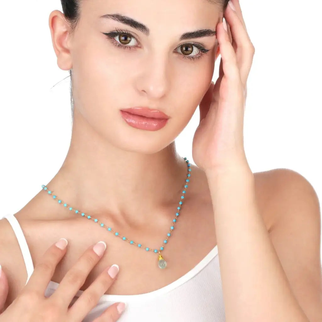 Madamlili chalcedoon edelsteen druppel hanger - turquoise