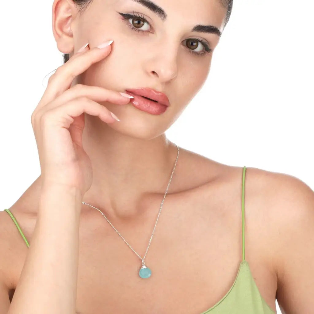 Madamlili chalcedoon edelsteen druppelhanger - 925 sterling