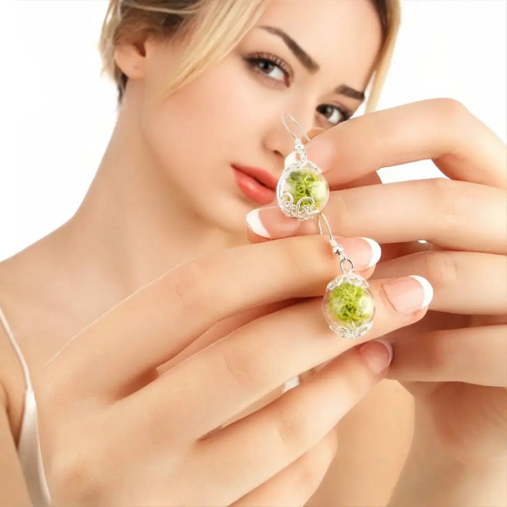 Madamlili echte mos oorbellen - 925 sterling zilver.