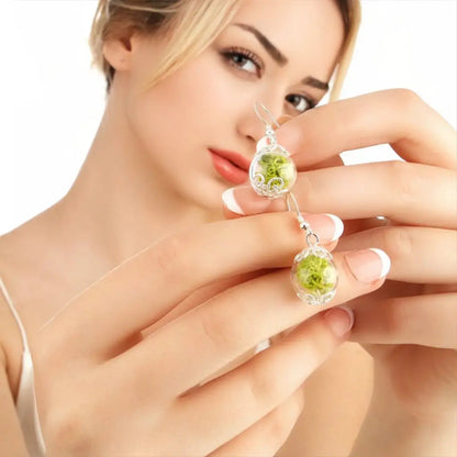 Madamlili echte mos oorbellen - 925 sterling zilver.