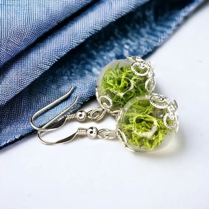 Madamlili echte mos oorbellen - 925 sterling zilver.