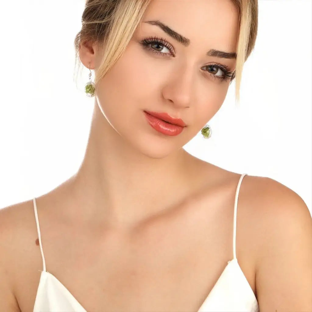 Madamlili echte mos oorbellen - 925 sterling zilver.