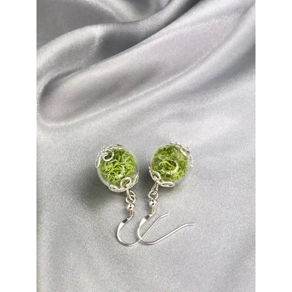 Madamlili echte mos oorbellen - 925 sterling zilver.