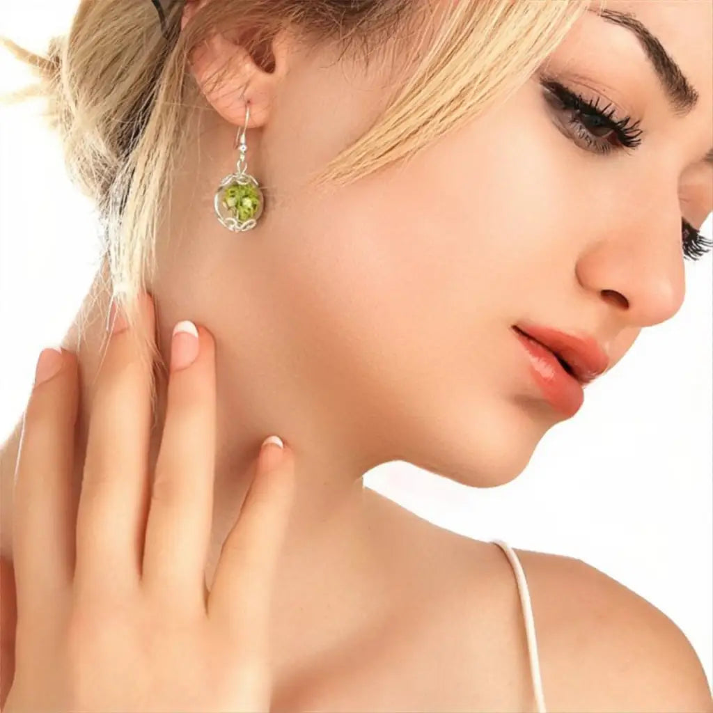 Madamlili echte mos oorbellen - 925 sterling zilver.