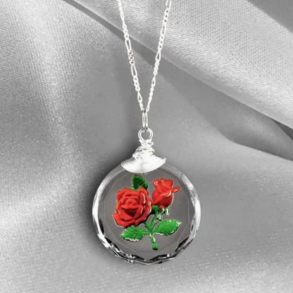 Madamlili frosted rose glass hanger ketting - 925 sterling
