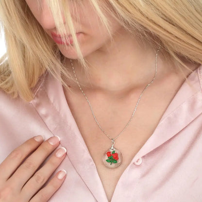 Madamlili frosted rose glass hanger ketting - 925 sterling