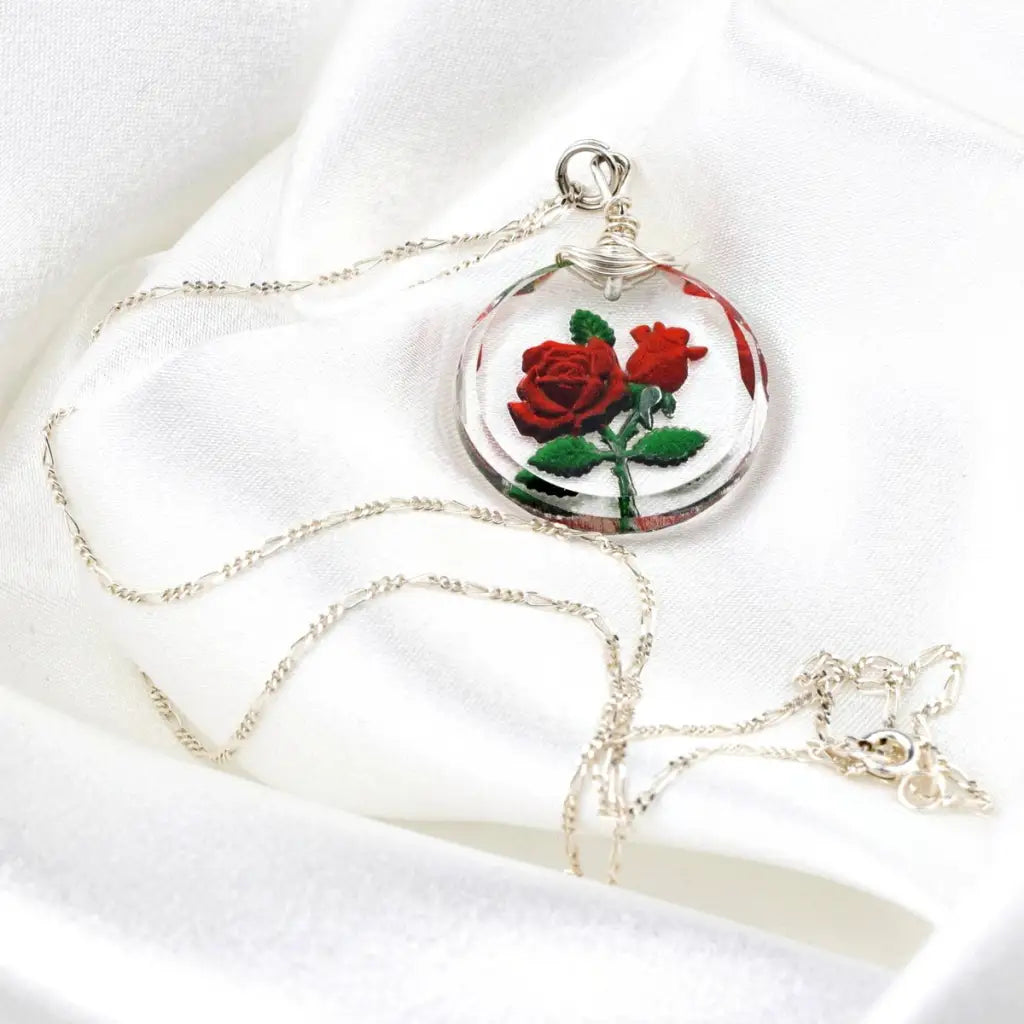 Madamlili frosted rose glass hanger ketting - 925 sterling