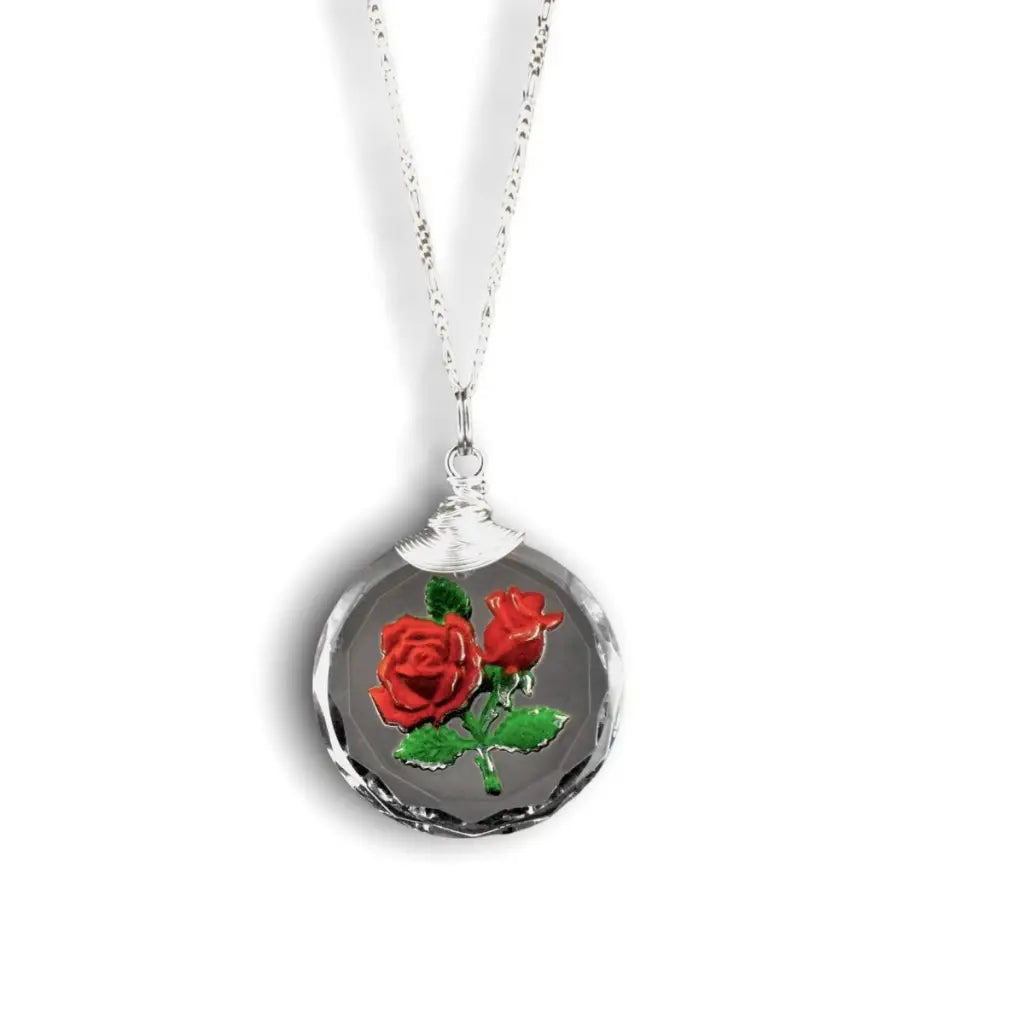 Madamlili frosted rose glass hanger ketting - 925 sterling
