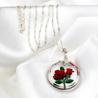 Madamlili frosted rose glass hanger ketting - 925 sterling