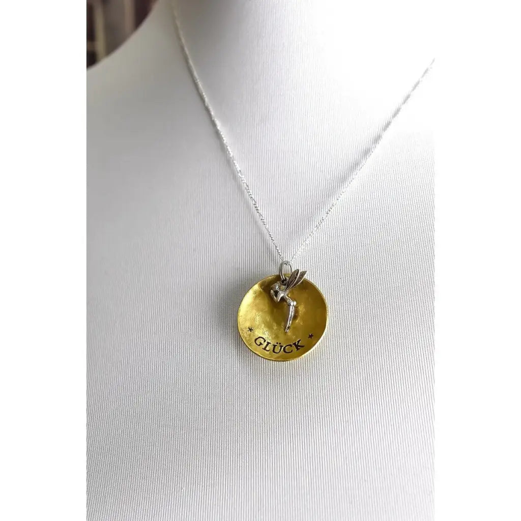 Madamlili geluk gegraveerde ketting met sprookjeshanger