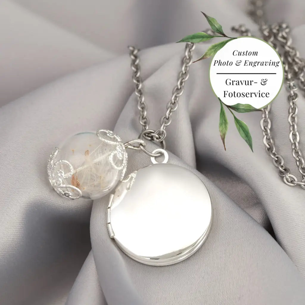 Madamlili gepersonaliseerde paardenbloemmedaillonketting