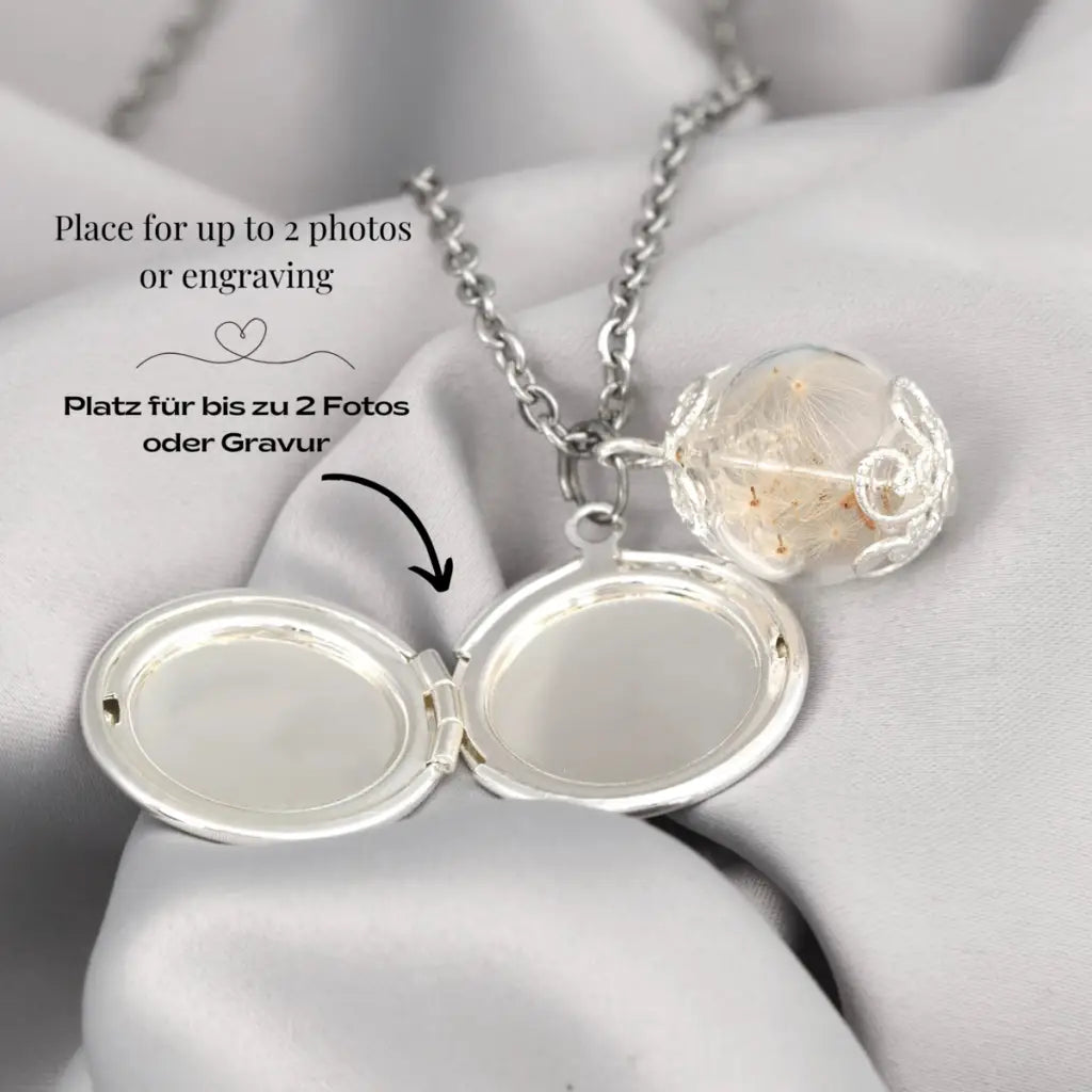 Madamlili gepersonaliseerde paardenbloemmedaillonketting