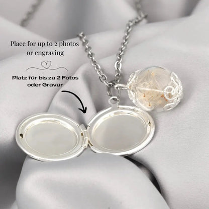 Madamlili gepersonaliseerde paardenbloemmedaillonketting