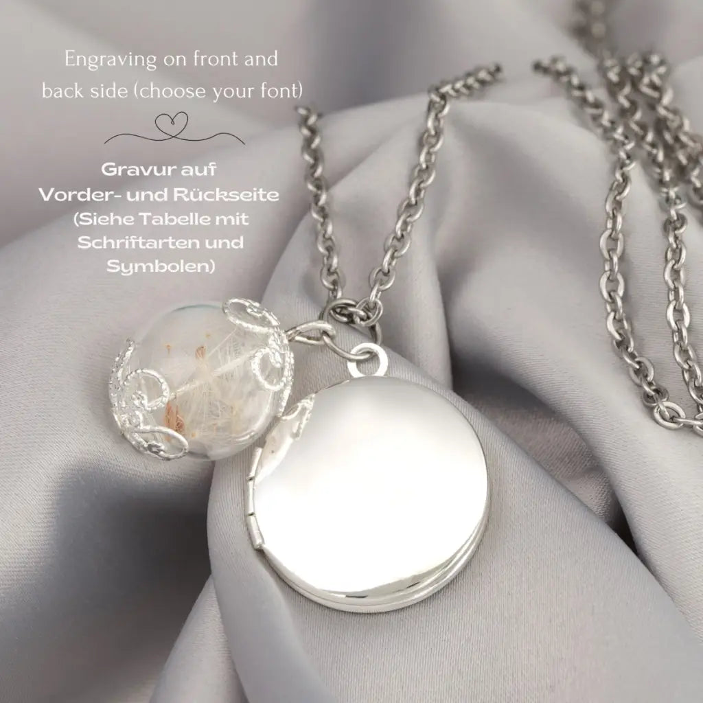 Madamlili gepersonaliseerde paardenbloemmedaillonketting