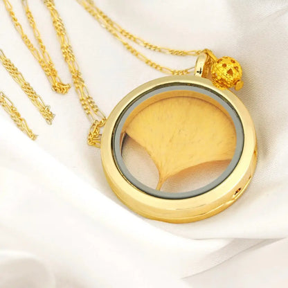 Madamlili ginkgo blad goud glas amulet hanger - 925