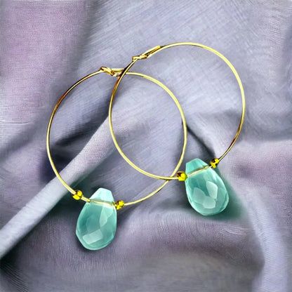 Madamlili goldfill edelsteen chalcedoon druppeloorringen.