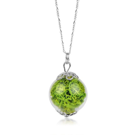 Madamlili groene mos ketting - terrarium 925 sterling