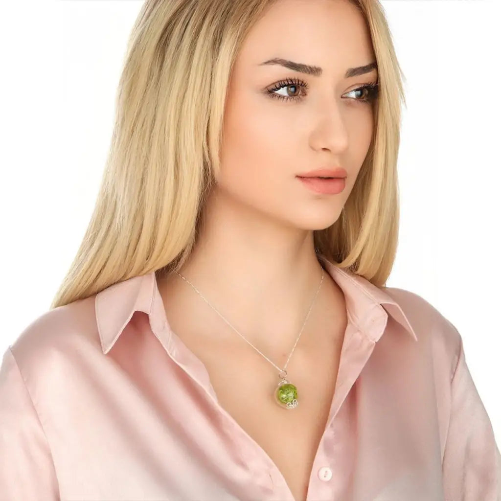 Madamlili groene mos ketting - terrarium 925 sterling