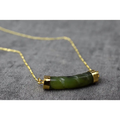 Madamlili jade rod gouden ketting - 925 sterling vergulde