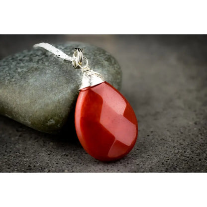 Madamlili jade teardrop edelsteen hanger - 925 sterling