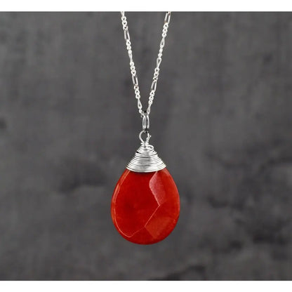 Madamlili jade teardrop edelsteen hanger - 925 sterling