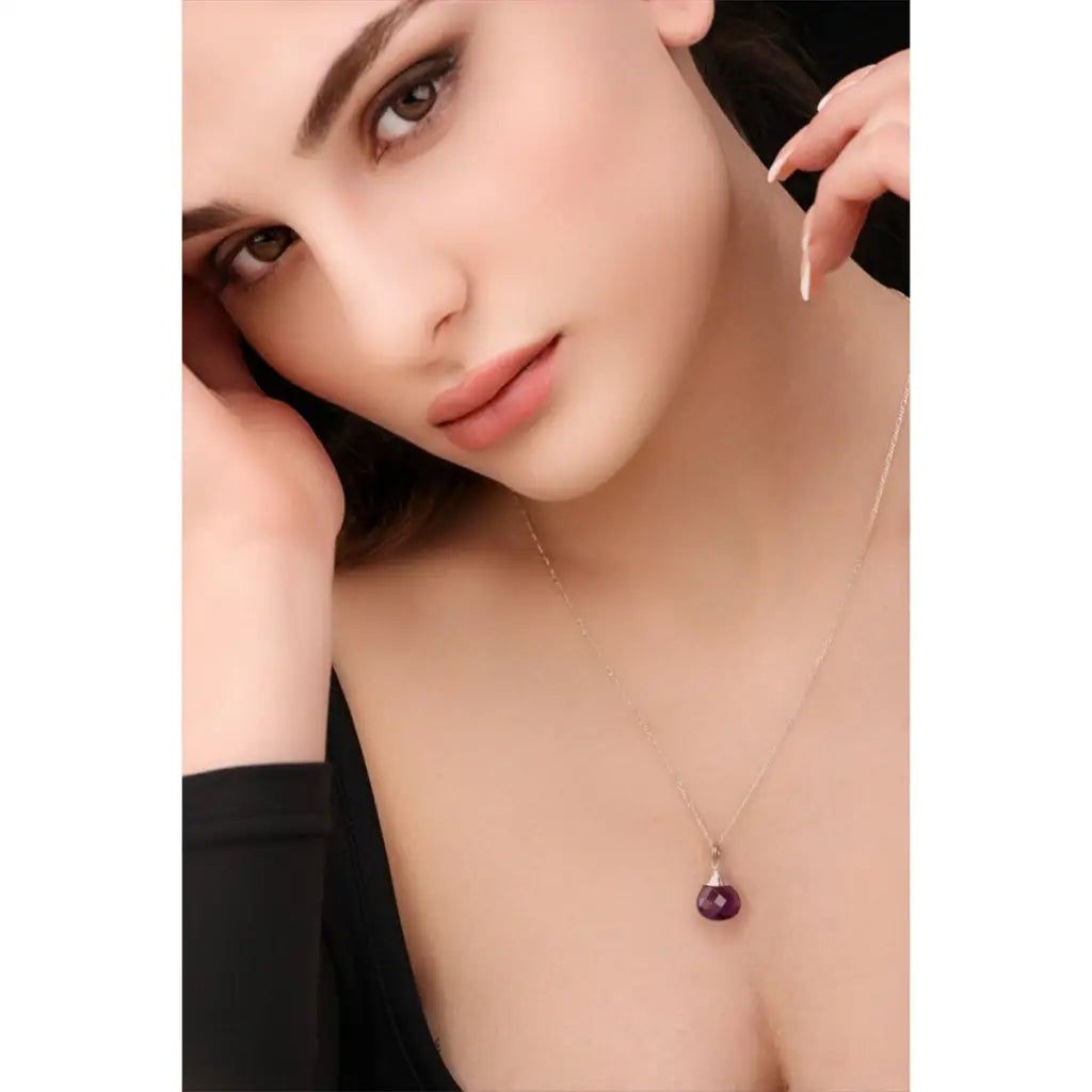 Madamlili ketting met druppelvormige hanger van amethist