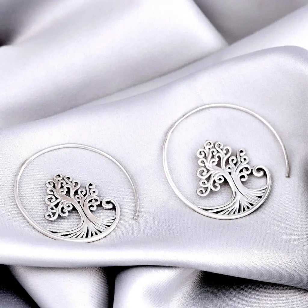Madamlili levensboom spiraalvormige oorbellen - 925