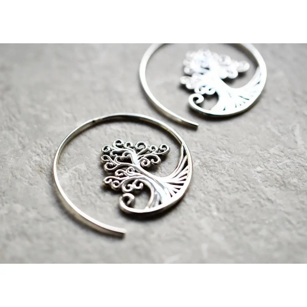 Madamlili levensboom spiraalvormige oorbellen - 925