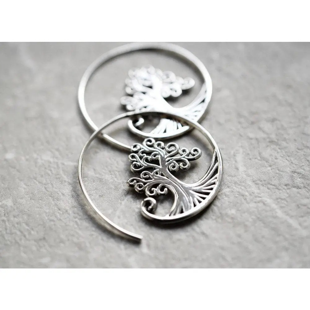 Madamlili levensboom spiraalvormige oorbellen - 925