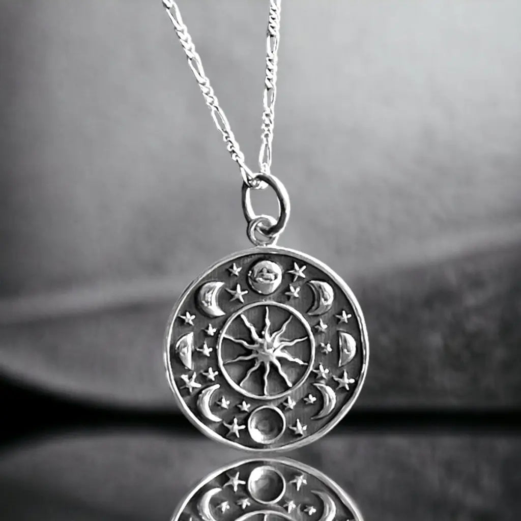 Madamlili maanfase- en sterhanger 925 sterling zilveren