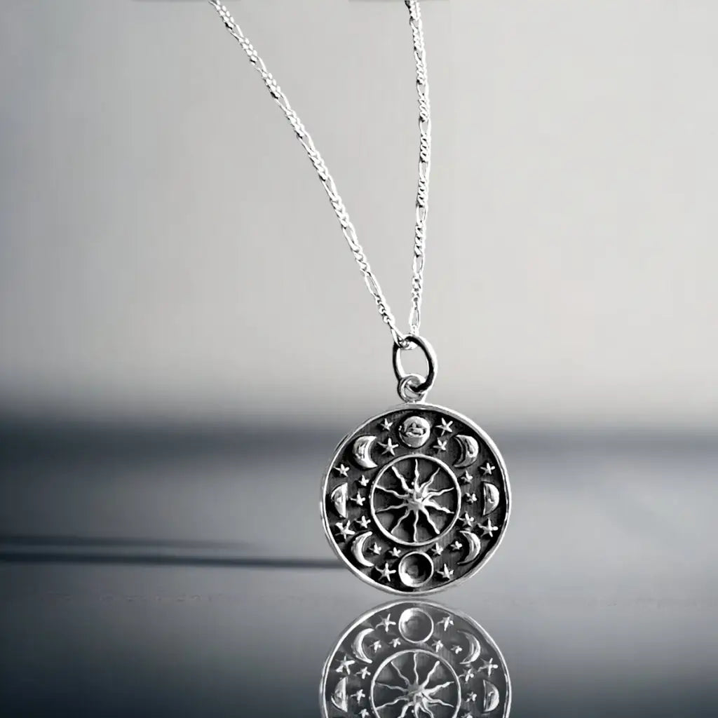 Madamlili maanfase- en sterhanger 925 sterling zilveren