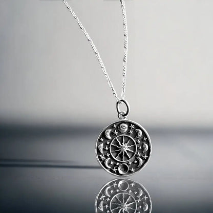 Madamlili maanfase- en sterhanger 925 sterling zilveren