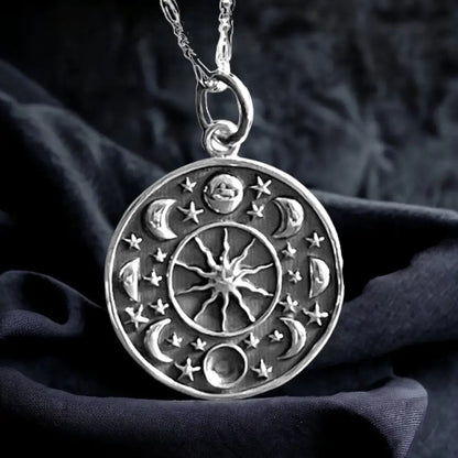 Madamlili maanfase- en sterhanger 925 sterling zilveren