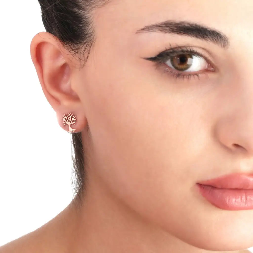 Madamlili mini-oorknopjes met levensboom - 925 sterling