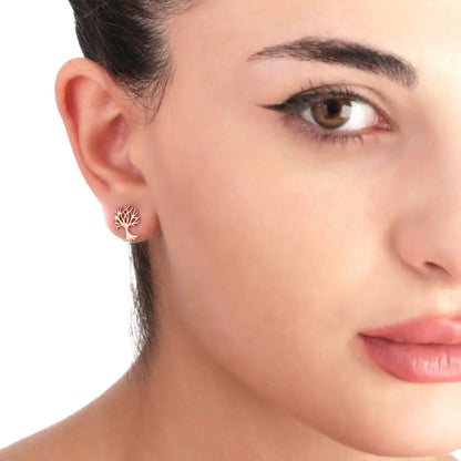 Madamlili mini-oorknopjes met levensboom - 925 sterling