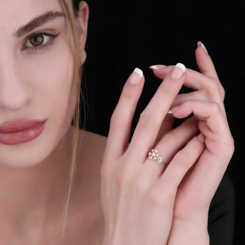 Madamlili n925 sterling zilveren ring sneeuwvlok. - sieraden