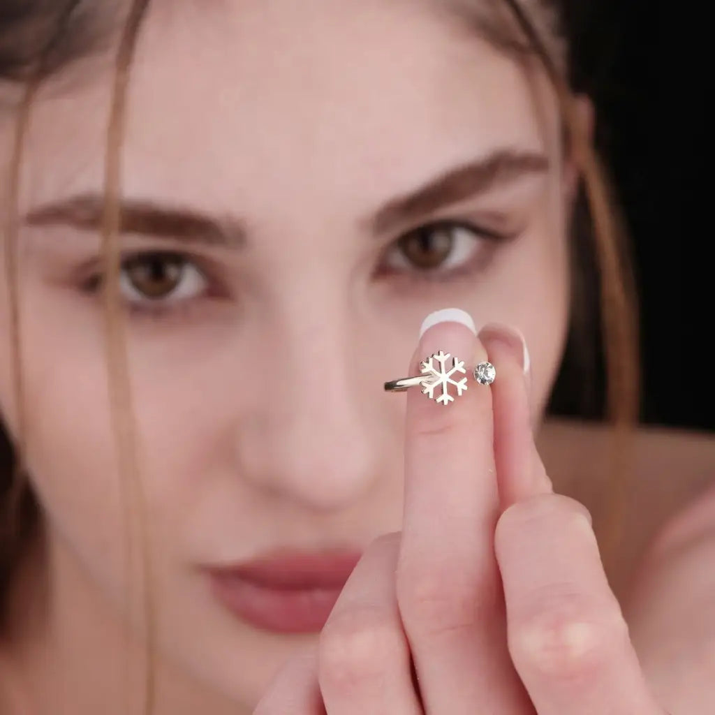 Madamlili n925 sterling zilveren ring sneeuwvlok. - sieraden